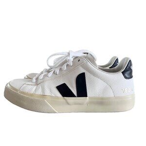 VEJA Campo Leather White Black Sneakers Size 8
